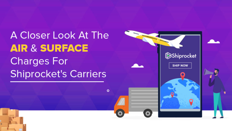 Air and surface shipping rates for Shiprocket