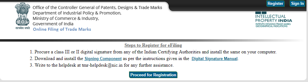 Online trademark registration in india