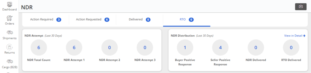 Shiprocket NDR Panel - RTO