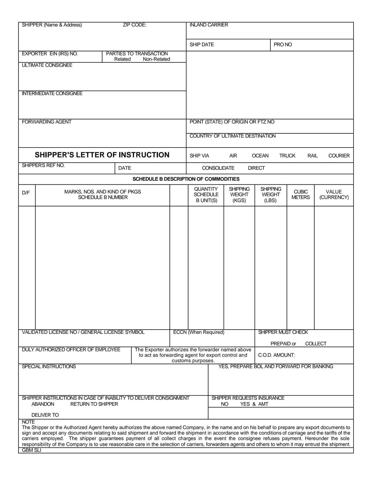 Shipper’s Letter of Instruction: Role, Layout, & Filling Process ...