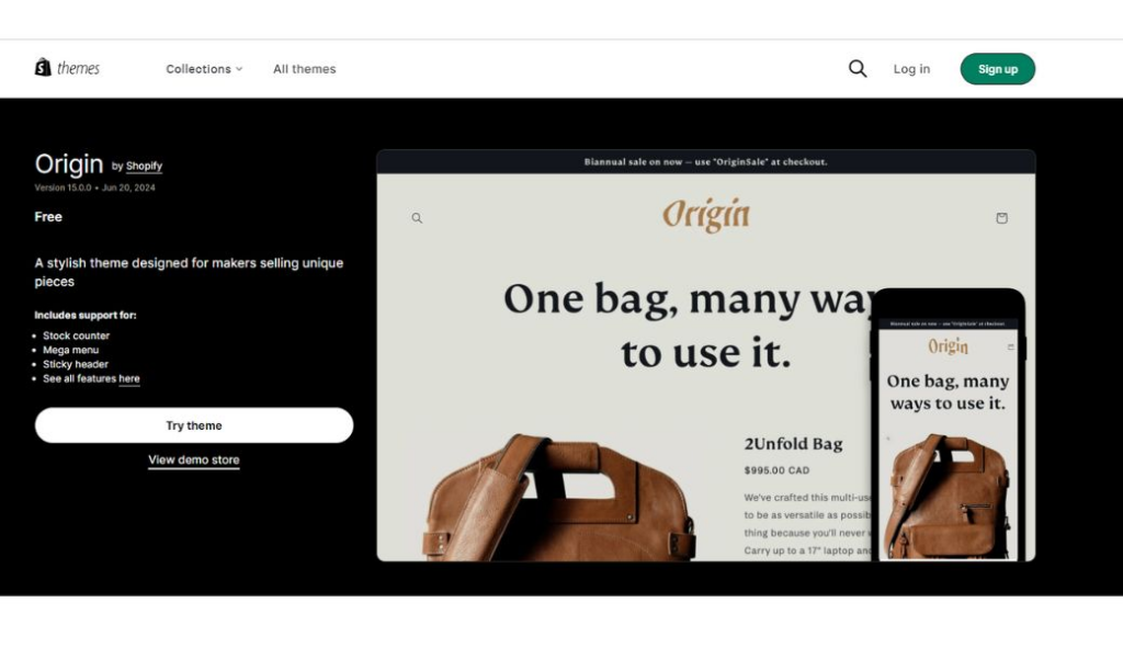 Origin Shopify Free Theme