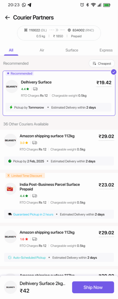 improved shipping experience using the mobile apps